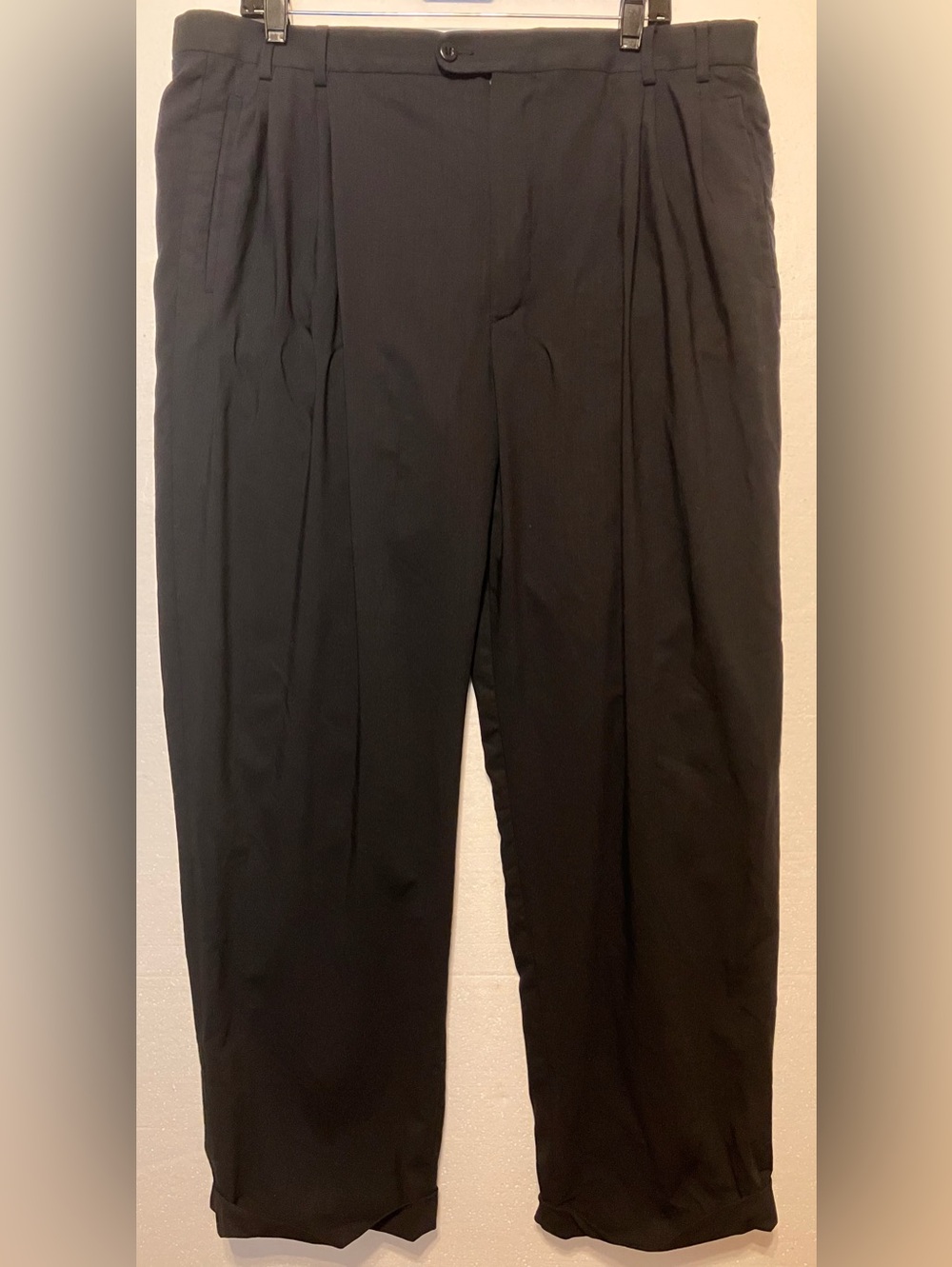 Zanella 38x30 WoolBlack Pleated Dress Pants Made in Italy